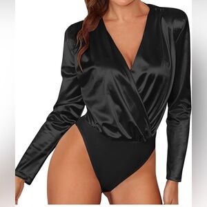 NWOT Elegant Bodysuit shiny black size small